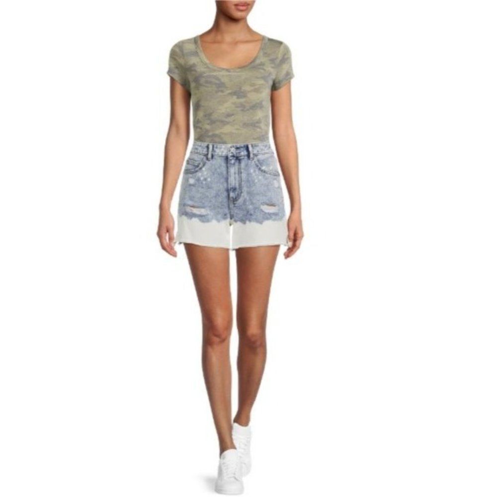No Boundaries Juniors' High Rise Denim Shorts